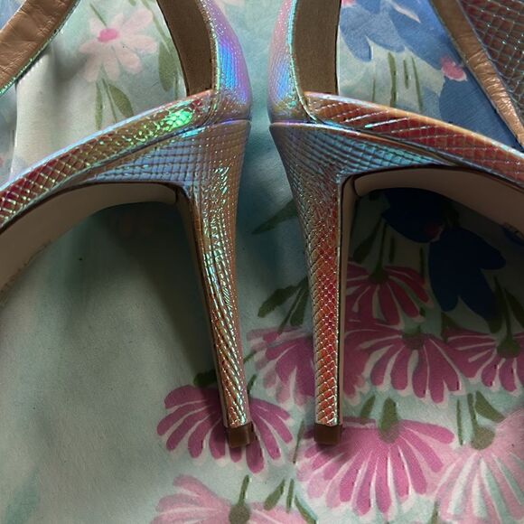 J Crew Iridescent Textured Ankle Strap Heels - Picture 6 of 9